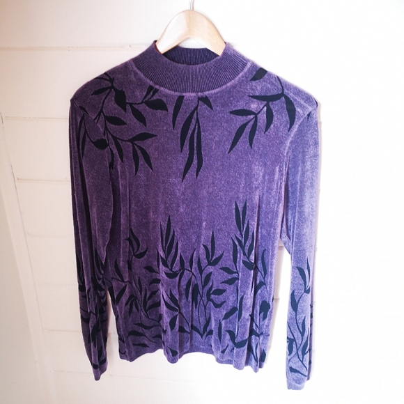 TRADITION vintage textured purple floral sweater - Picture 5 of 8